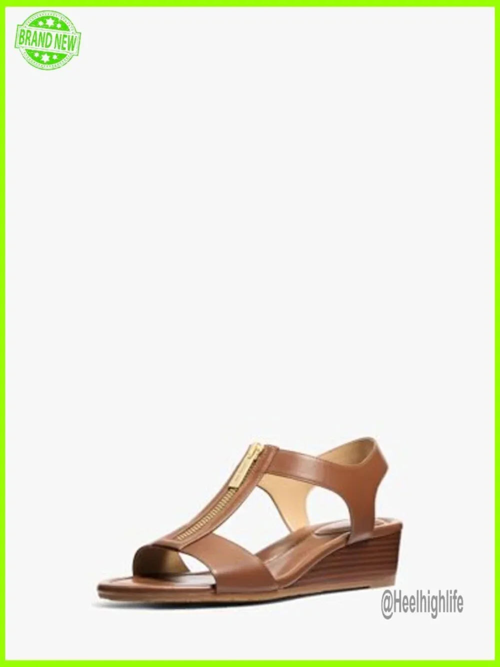 Leather Wedge Sandals with Zip Closure, True to Size Fit